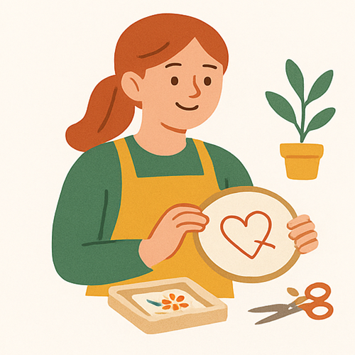 Girl holding Embroidery Hoop